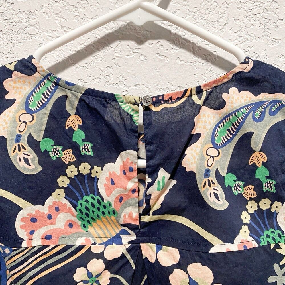 J. CREW Liberty Blouse Top in Symphony Floral Women’s 0 Navy Sleeveless Tank - Picture 3 of 10